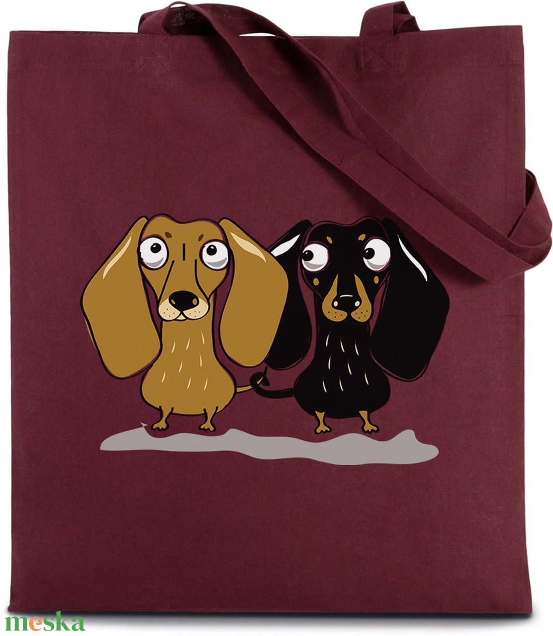 Tacskó páros! - bordó vászonszatyor (pasiknak is!) - táska & tok - kézitáska & válltáska - nagy pakolós táska - Meska.hu