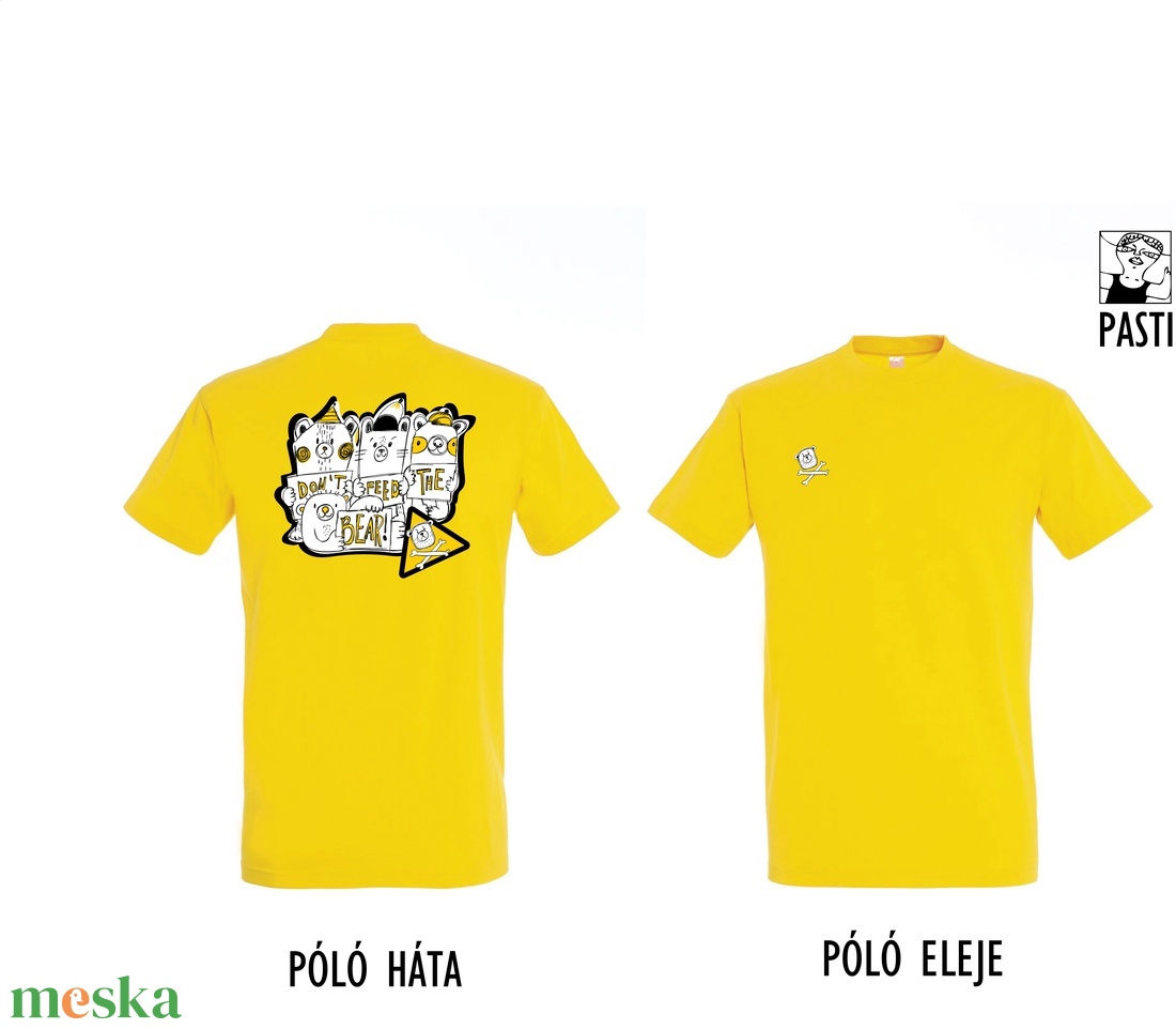 A medvéket etetni TILOS! sárga póló mindenkinek - ruha & divat - férfi ruha - póló - Meska.hu