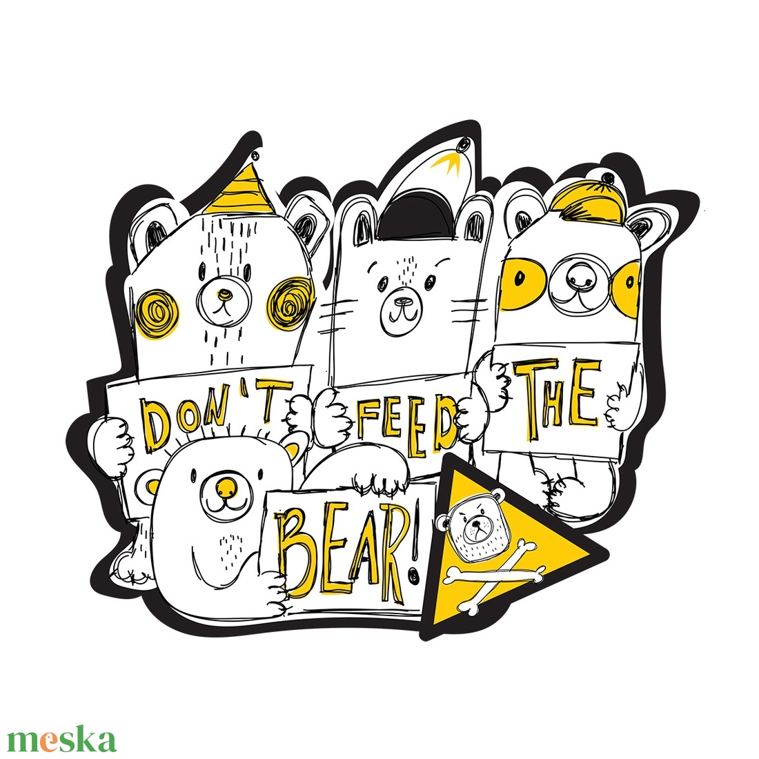 A medvéket etetni TILOS! sárga póló mindenkinek - ruha & divat - férfi ruha - póló - Meska.hu