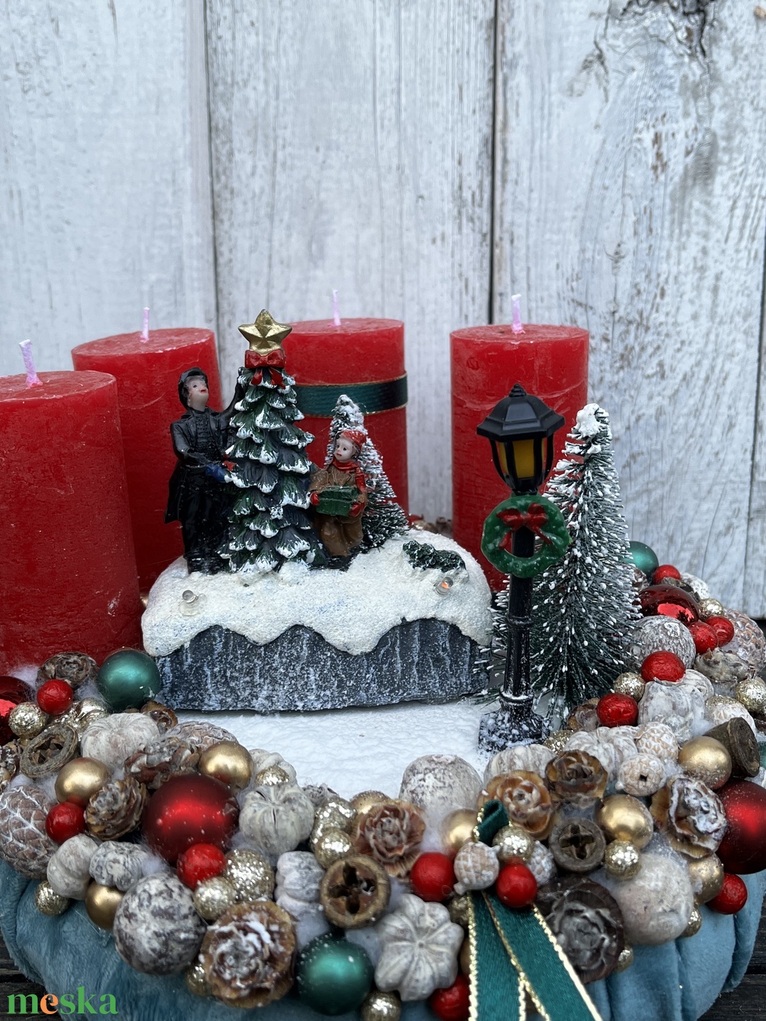 Adventi koszorú (karácsonyi falu) - karácsony - adventi díszek - adventi koszorú - Meska.hu Adventi koszorú (karácsonyi falu) - karácsony - adventi díszek - adventi koszorú - Meska.hu