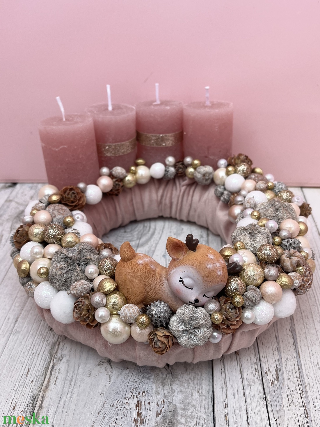 Adventi koszorú (rózsaszín bambis) - karácsony - adventi díszek - adventi koszorú - Meska.hu Adventi koszorú (rózsaszín bambis) - karácsony - adventi díszek - adventi koszorú - Meska.hu