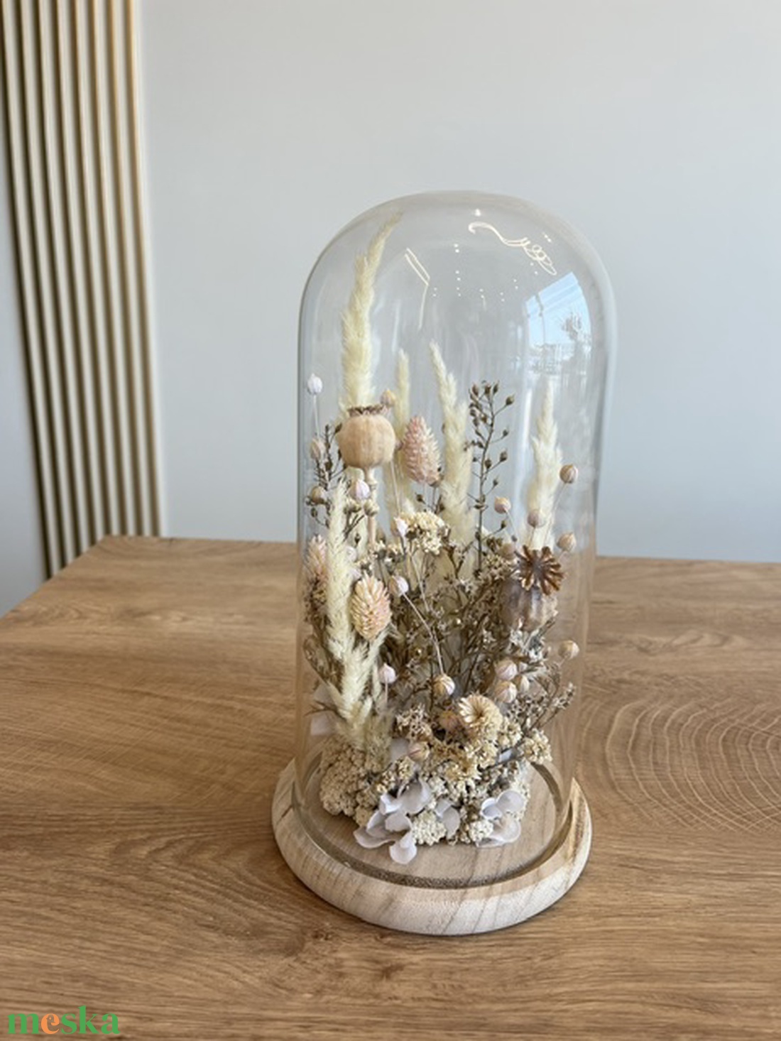 Üvegbúra -  szárított virágokkal  - otthon & életmód - virágdekoráció - virágdíszek - asztali virágdísz - Meska.hu