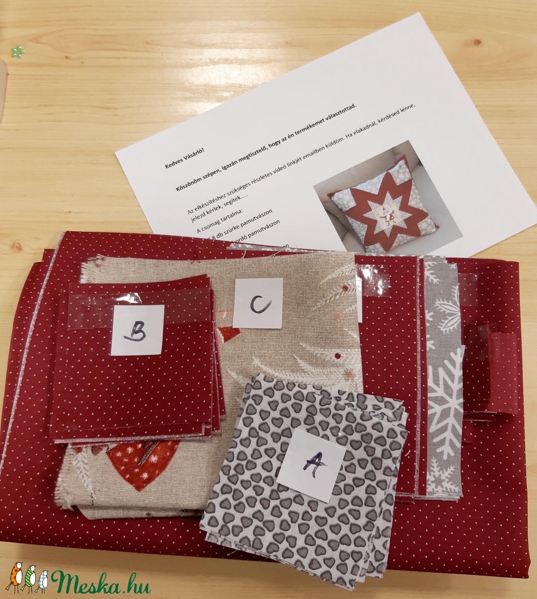 Manós karácsonyi párna kreatív alkotócsomag - diy (csináld magad) - egységcsomag - Meska.hu