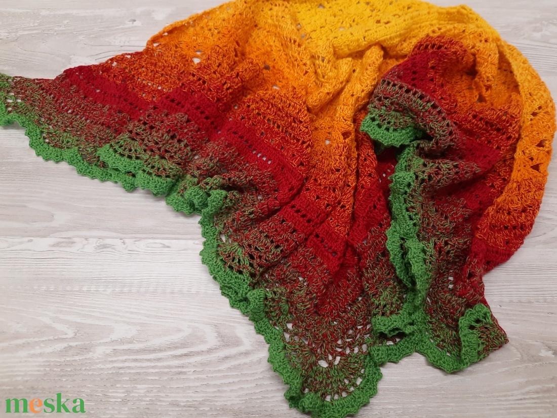 Spring mood horgolt kendő - ruha & divat - sál, sapka, kendő - fejpánt - Meska.hu