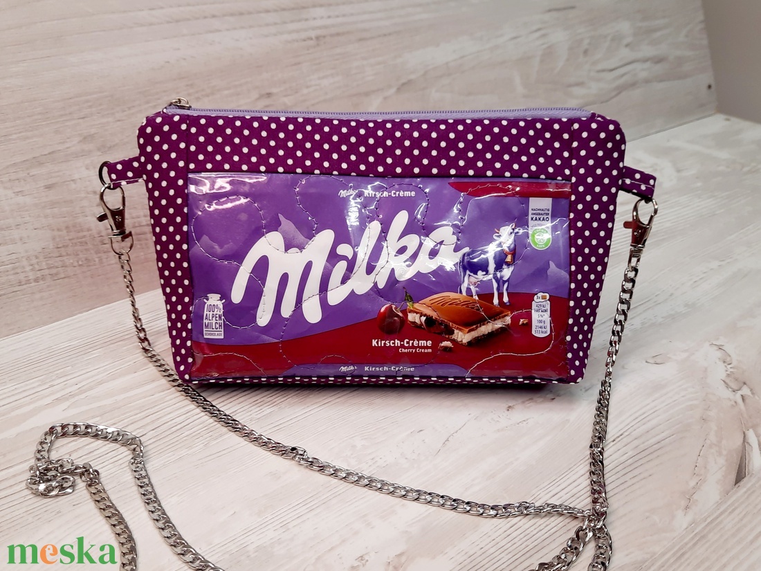 Upcycling táska csokipapírból purple - táska & tok - neszesszer - Meska.hu