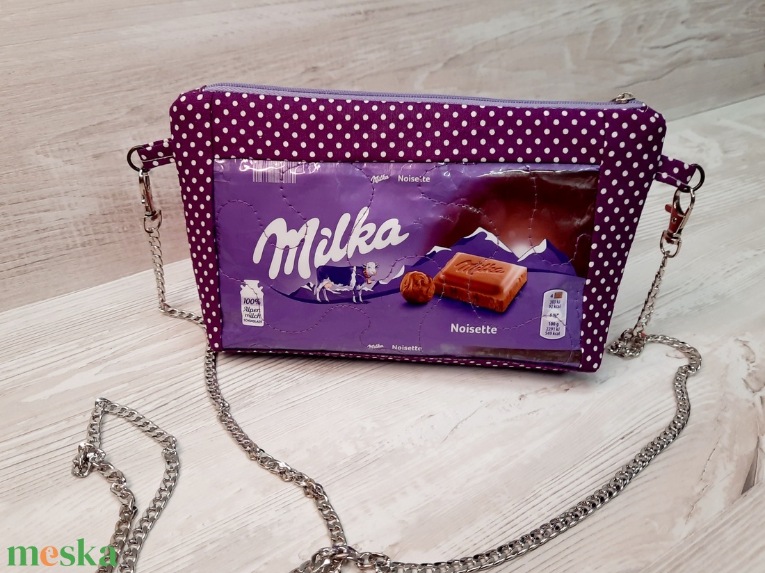 Upcycling táska csokipapírból purple - táska & tok - neszesszer - Meska.hu