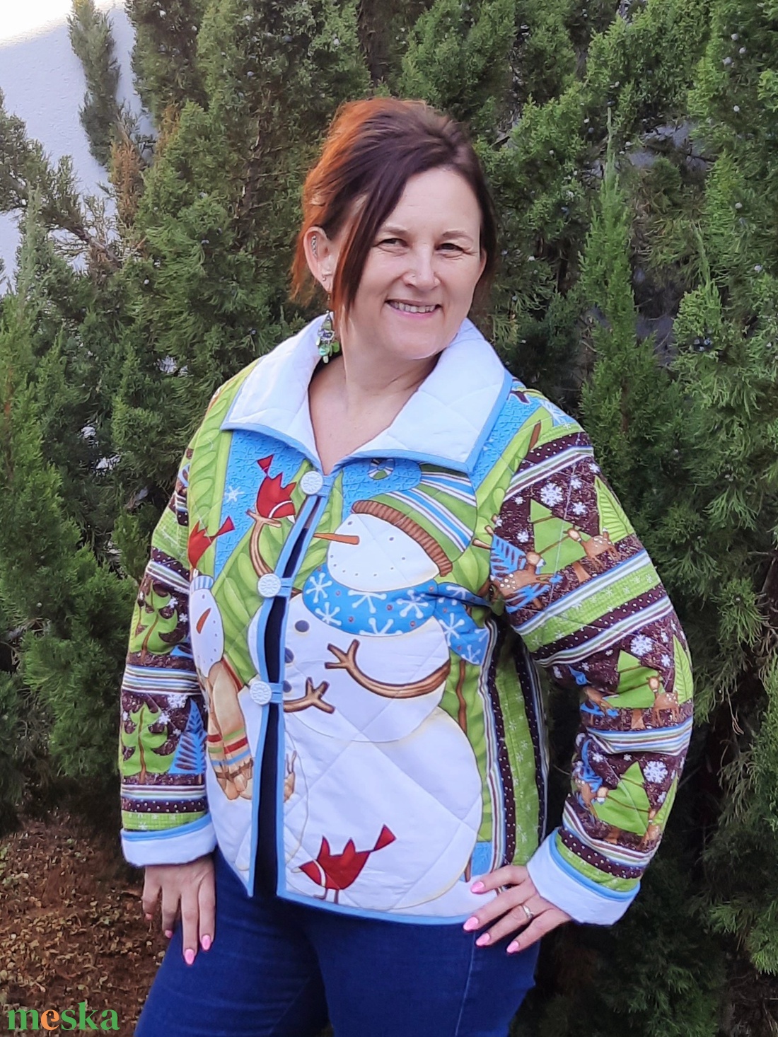 Erka -Kabátmesék: Hóemberkék 42/44-es méret - ruha & divat - női ruha - kabát - Meska.hu