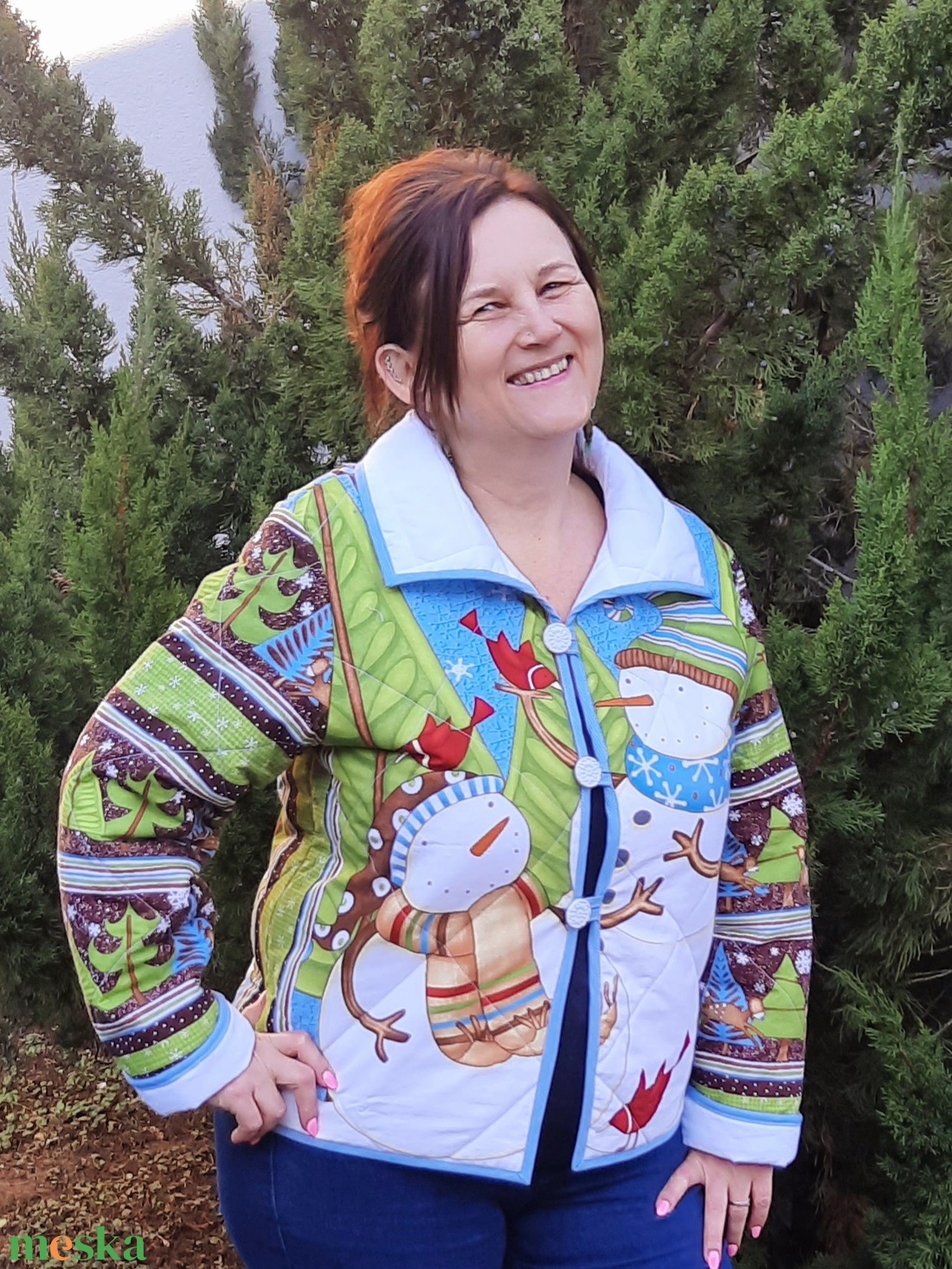 Erka -Kabátmesék: Hóemberkék 42/44-es méret - ruha & divat - női ruha - kabát - Meska.hu