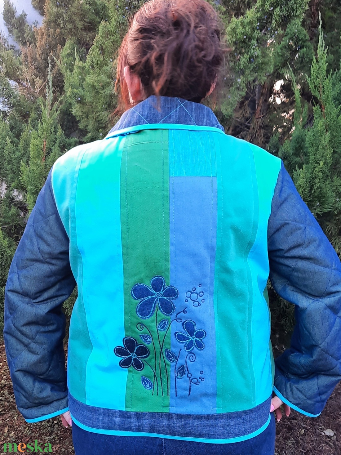 Erka -Kabátmesék: Kék-zöld farmerek 42/44-es méret - ruha & divat - női ruha - kabát - Meska.hu