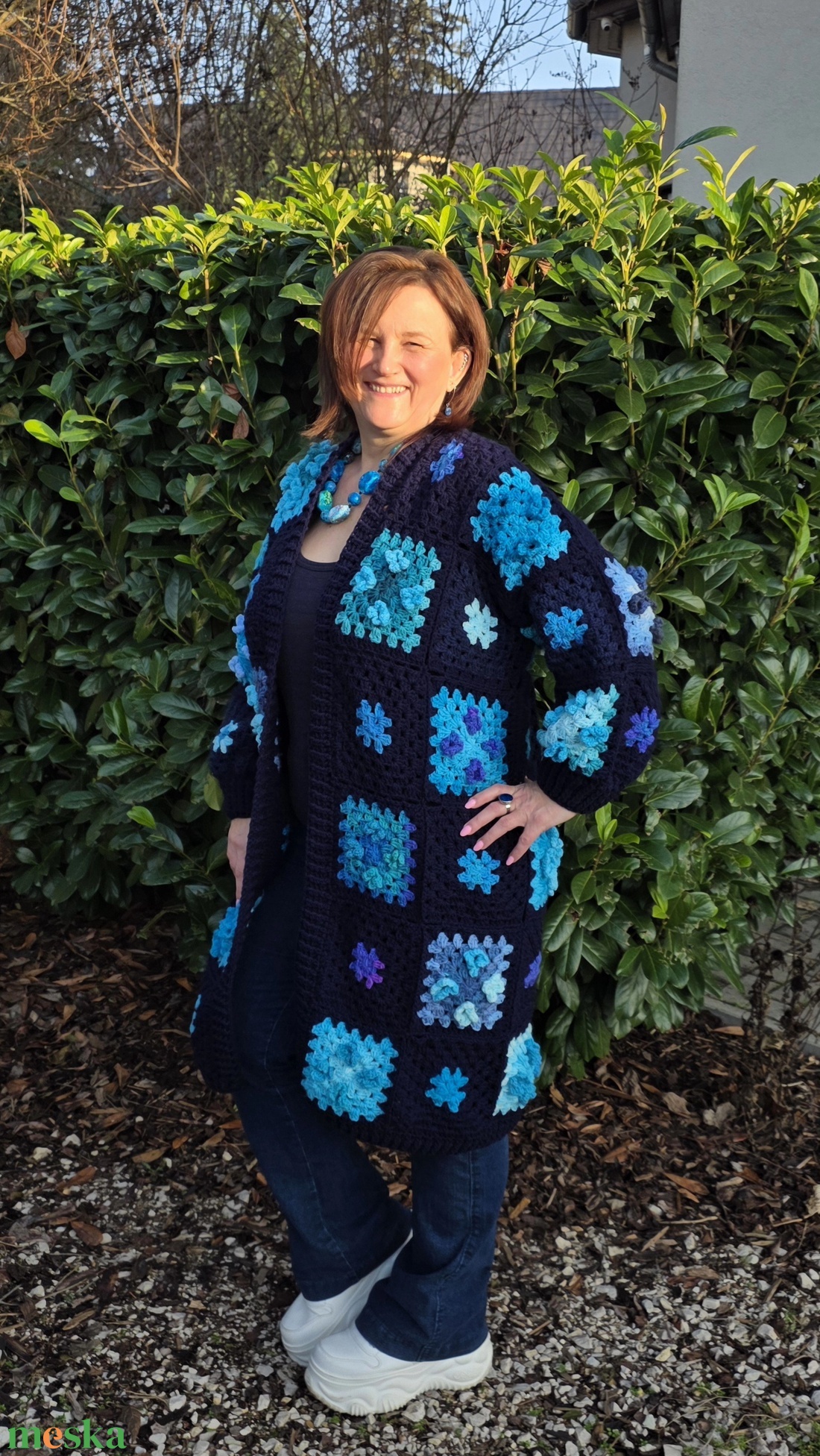 Erka kabátmesék: Éjkert � a csendben nyíló virágok kabátja 44/46-os méret - ruha & divat - női ruha - kardigánok - Meska.hu