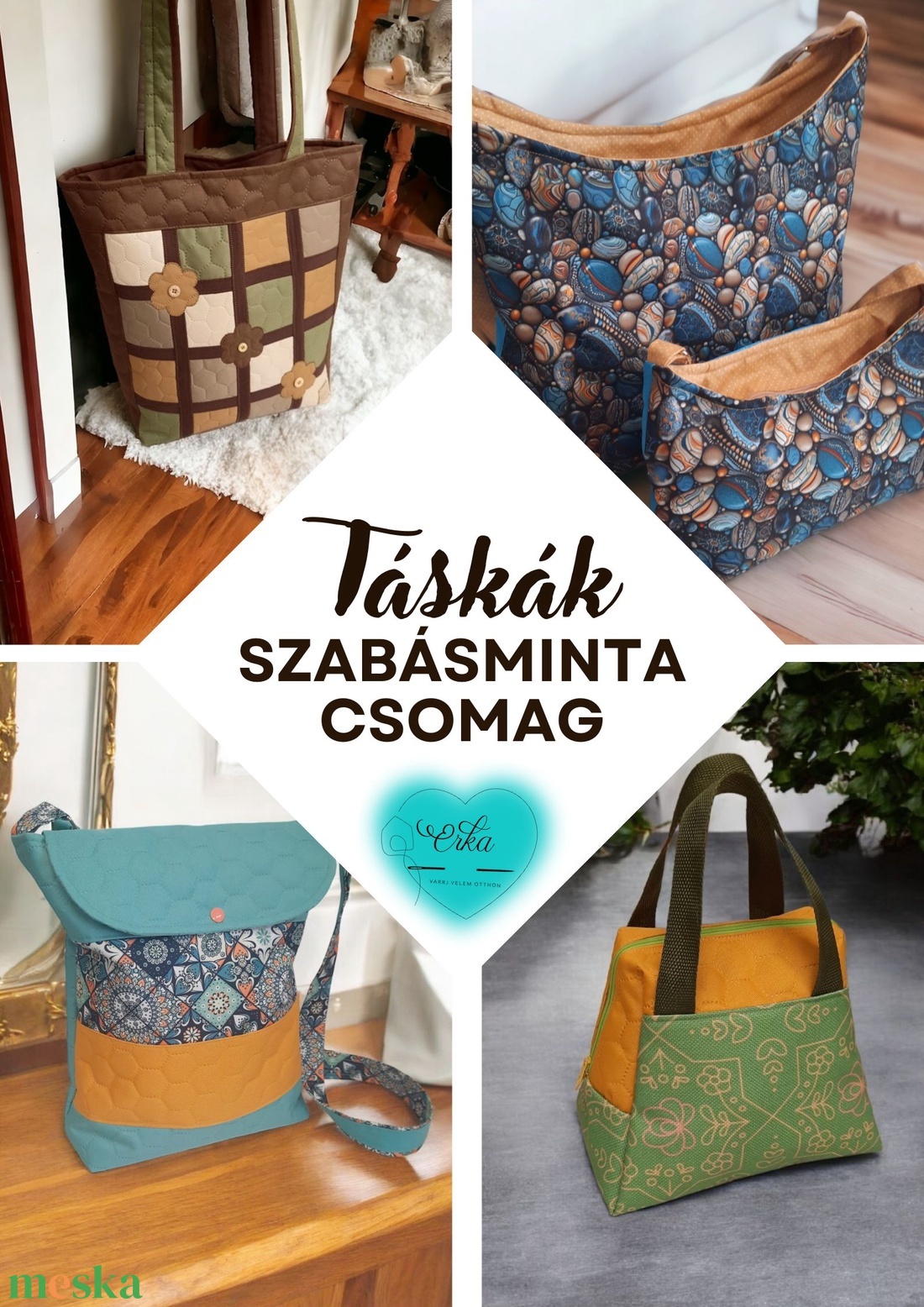 Táskák - Szabásminta csomag videóval - diy (csináld magad) - szabásminta, útmutató - szabásminta - Meska.hu