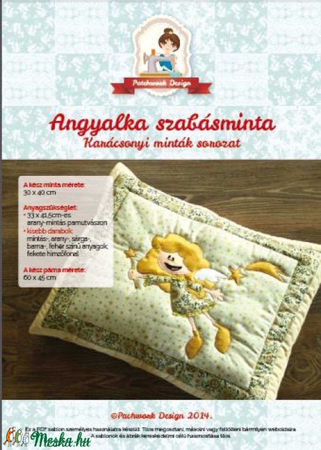 Karácsonyi angyalka nyomtatott sablon - kellékek & szerszámok - Meska.hu