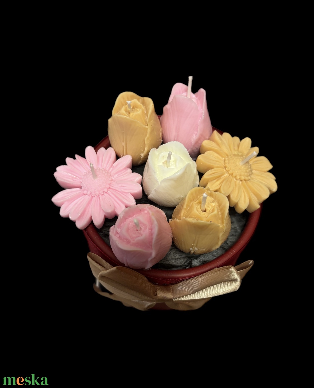 Gyertya-virág box  - kellékek & szerszámok - dekorációs kellékek - dekorációs gyertya - Meska.hu