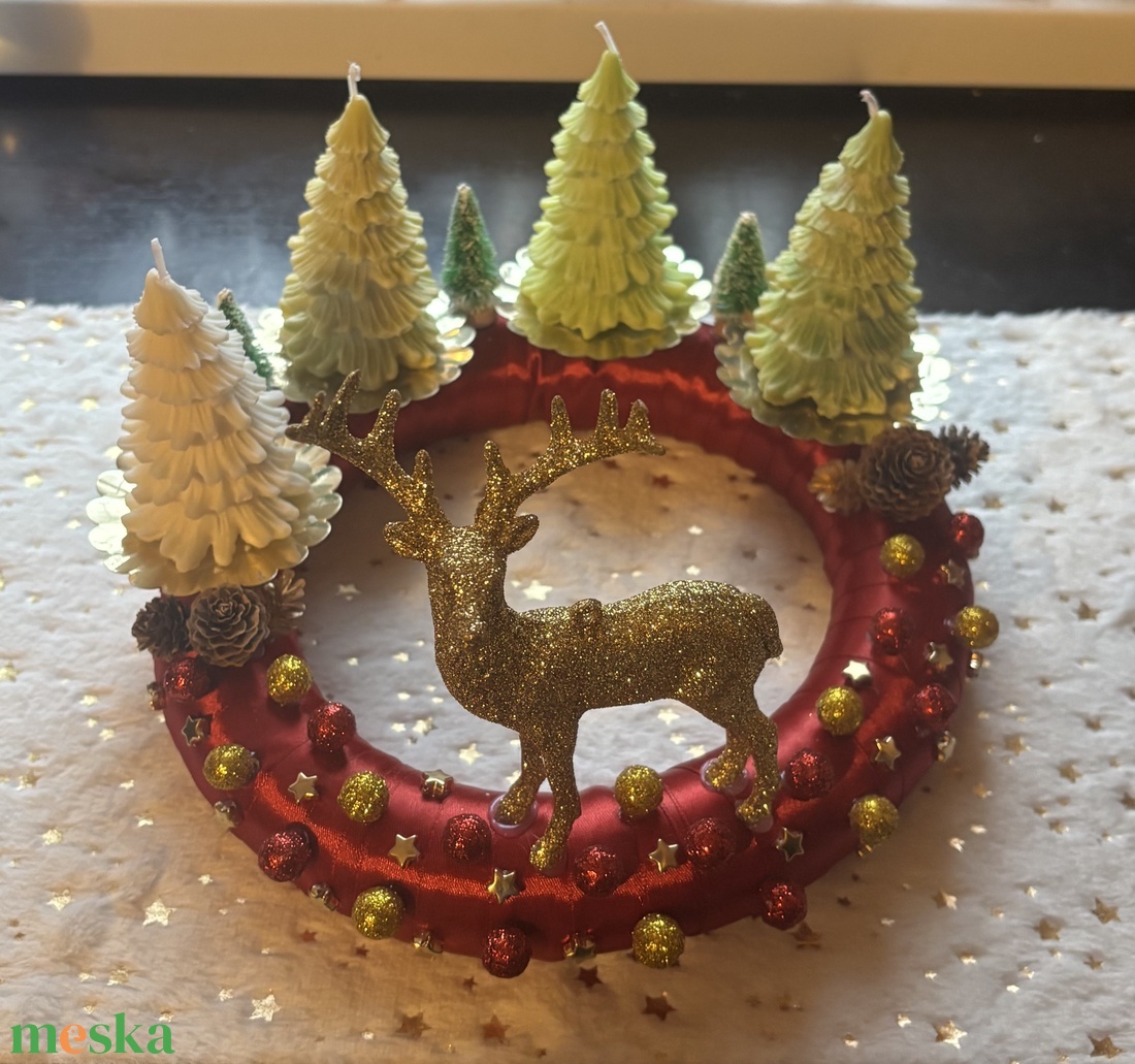 Szarvasos adventi koszorú  - karácsony - adventi díszek - adventi koszorú - Meska.hu