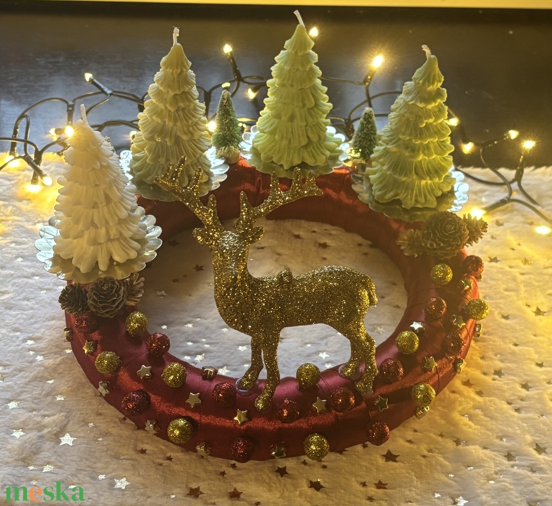Szarvasos adventi koszorú  - karácsony - adventi díszek - adventi koszorú - Meska.hu
