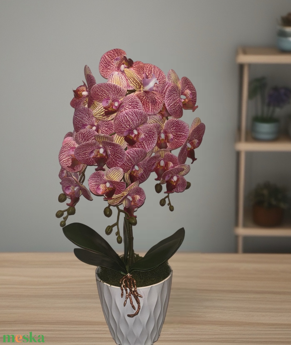Csíkos rózsaszín mű orchidea virág - otthon & életmód - dekoráció - Meska.hu
