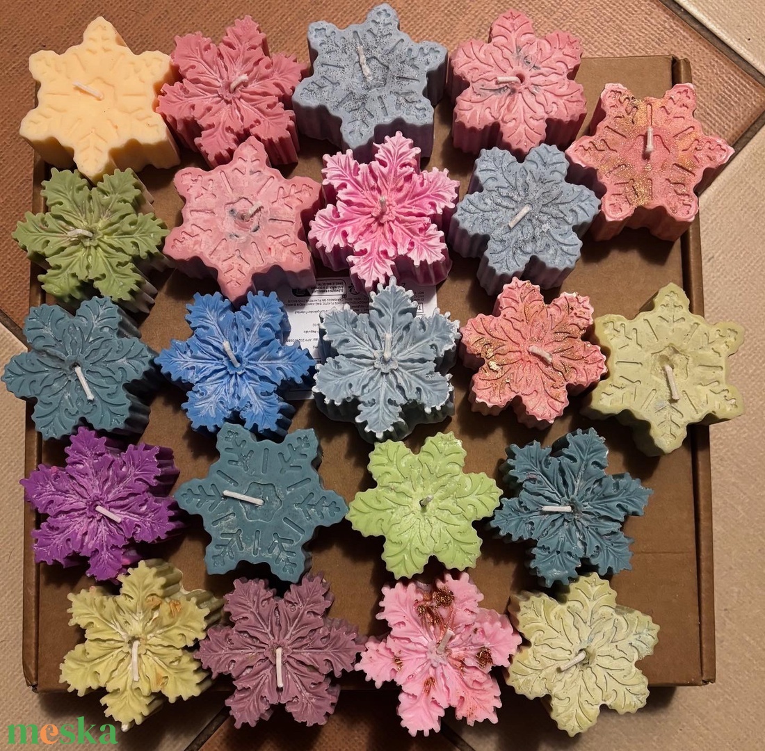 Hópehely gyertyák - otthon & életmód - gyertya, illat, aroma - gyertya - Meska.hu