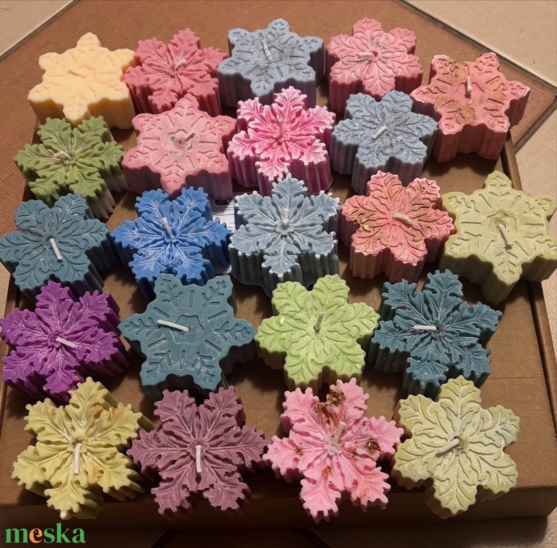 Hópehely gyertyák - otthon & életmód - gyertya, illat, aroma - gyertya - Meska.hu