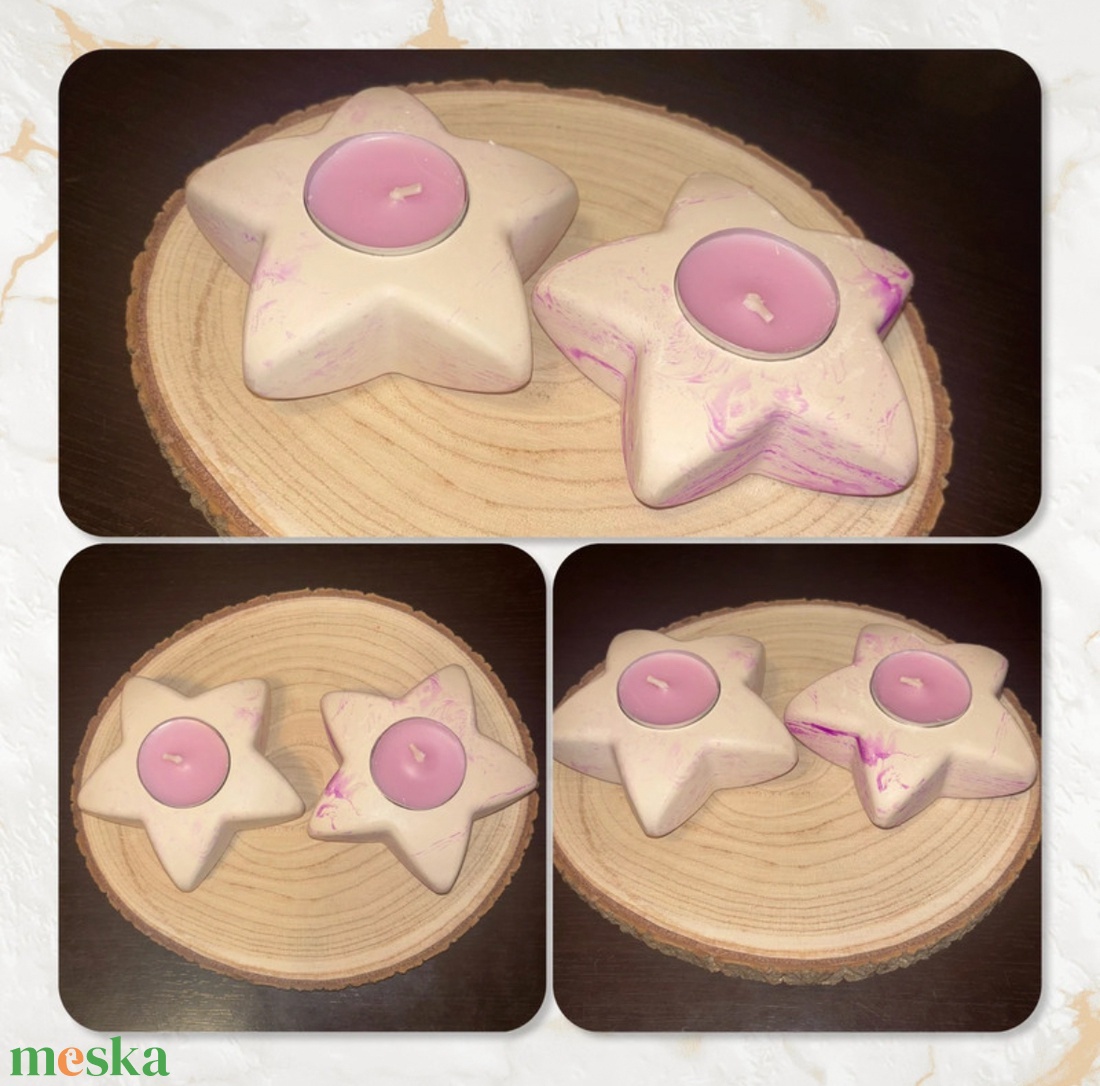 Csillag alakú gipsz mécsestartó  - otthon & életmód - gyertya, illat, aroma - mécses és mécsestartó - Meska.hu