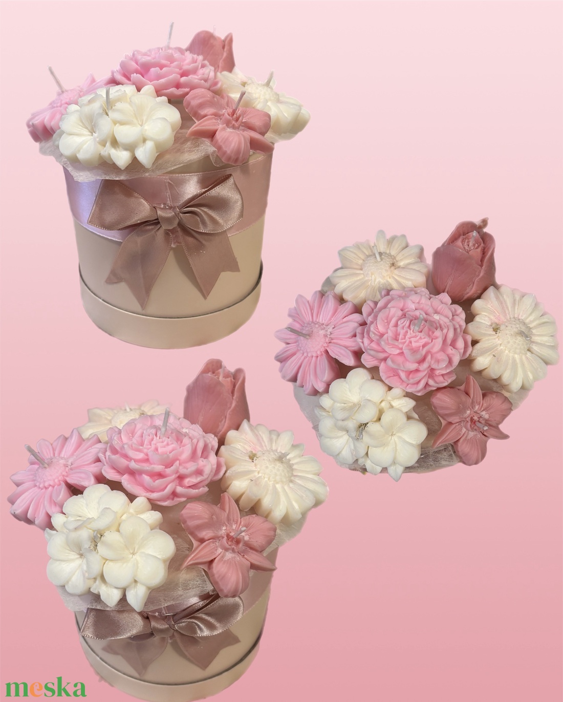 Gyertya virágboxok - otthon & életmód - virágdekoráció - virágok - virágbox - Meska.hu