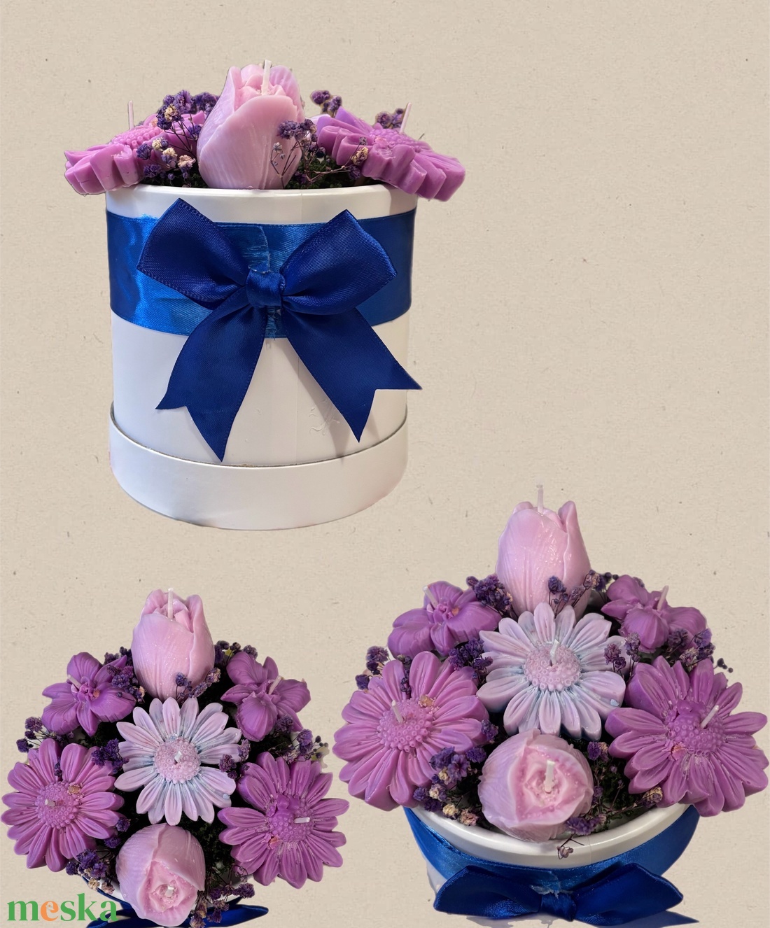 Gyertya virágboxok - otthon & életmód - virágdekoráció - virágok - virágbox - Meska.hu