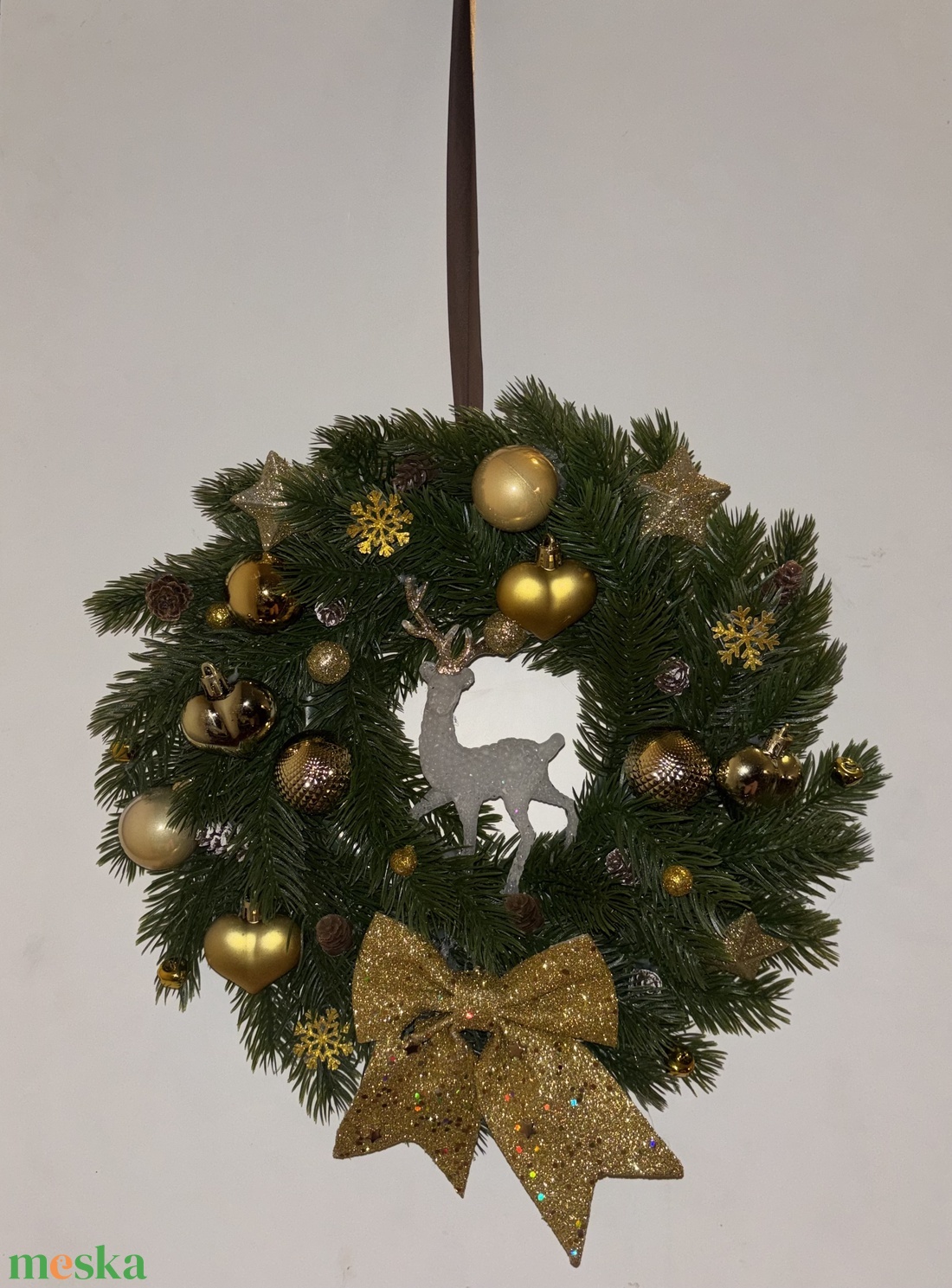 Arany színben pompázó kopogtató - karácsony - adventi díszek - adventi gyertyadíszek és koszorúdíszek - Meska.hu