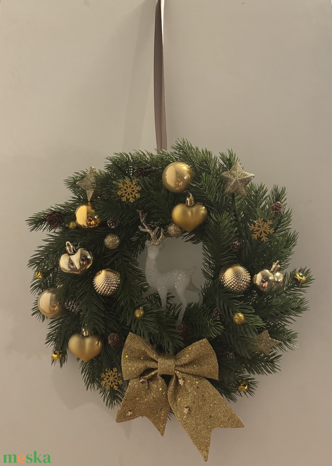 Arany színben pompázó kopogtató - karácsony - adventi díszek - adventi gyertyadíszek és koszorúdíszek - Meska.hu