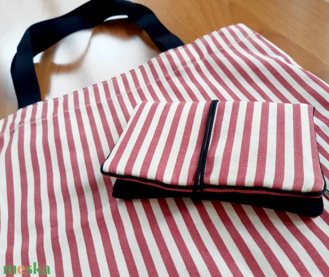 Csíkos szett - Totebag és dohánytasak  - táska & tok - pénztárca & más tok - dohánytasak & szütyő - Meska.hu