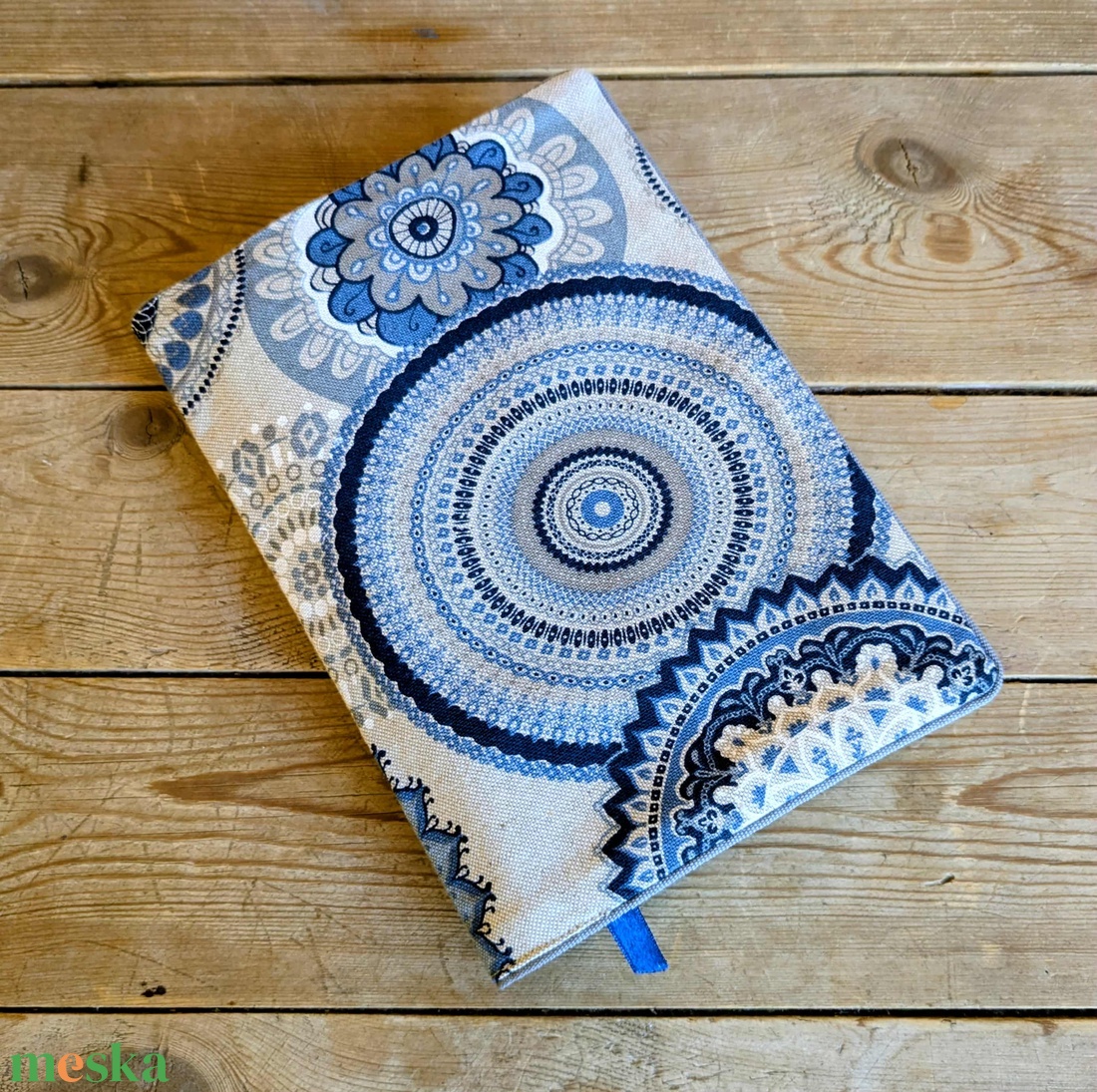 Könyvkabát - Mandalás-kék - otthon & életmód - papír, írószer - könyv- és füzetborító - Meska.hu