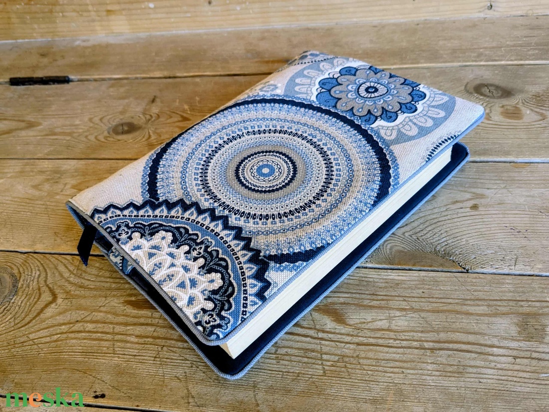 Könyvkabát - Mandalás-kék - otthon & életmód - papír, írószer - könyv- és füzetborító - Meska.hu