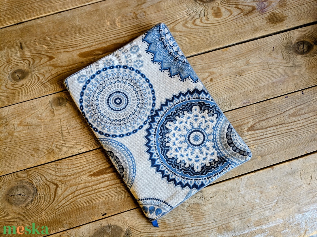 Könyvkabát - Mandalás-kék - otthon & életmód - papír, írószer - könyv- és füzetborító - Meska.hu