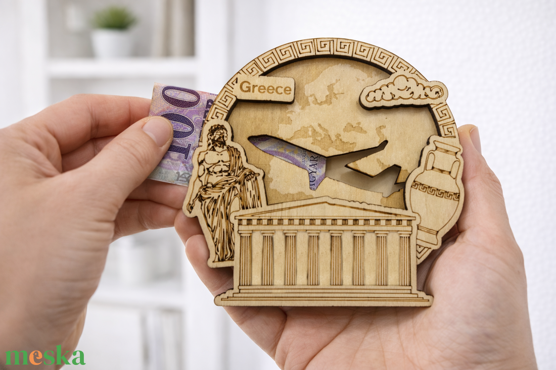 Görögország - Utazás tematikájú fa pénzajándék átadó - Pauze Money Gift - otthon & életmód - papír, írószer - ajándékozás kellékei - pénzátadó doboz - Meska.hu