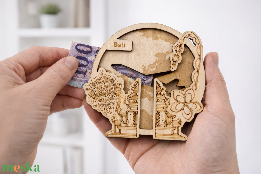 Bali - Utazás tematikájú fa pénzajándék átadó - Pauze Money Gift - otthon & életmód - papír, írószer - ajándékozás kellékei - pénzátadó doboz - Meska.hu
