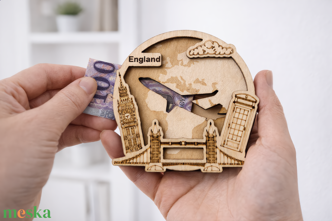Anglia - Utazás tematikájú fa pénzajándék átadó - Pauze Money Gift - otthon & életmód - papír, írószer - ajándékozás kellékei - pénzátadó doboz - Meska.hu