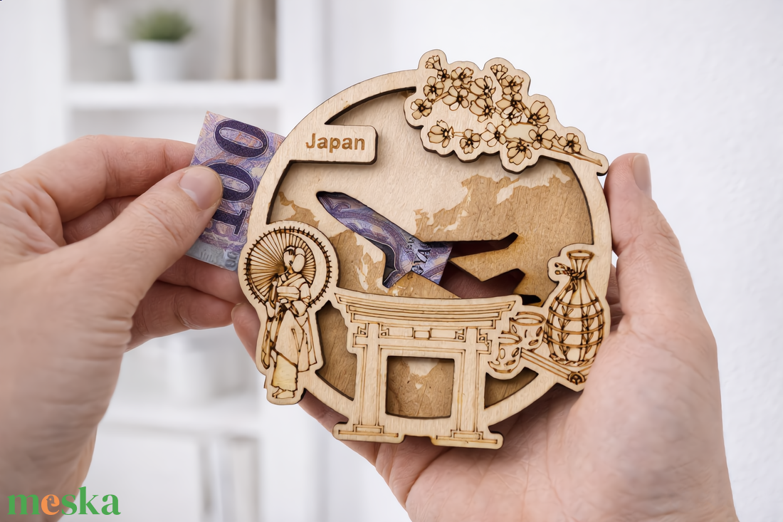 Japán - Utazás tematikájú fa pénzajándék átadó - Pauze Money Gift - otthon & életmód - papír, írószer - ajándékozás kellékei - pénzátadó doboz - Meska.hu