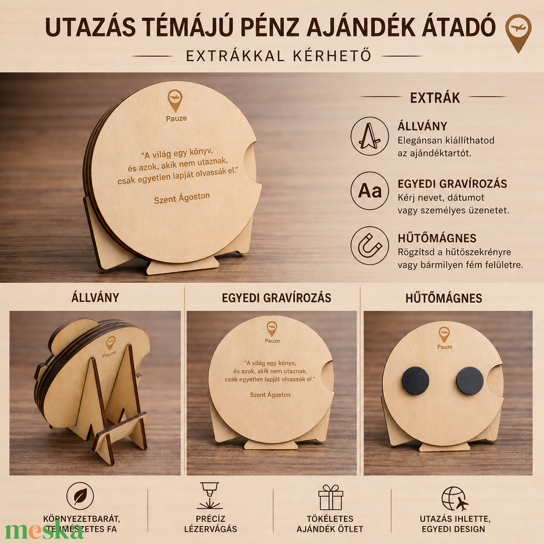 Anglia - Utazás tematikájú fa pénzajándék átadó - Pauze Money Gift - otthon & életmód - papír, írószer - ajándékozás kellékei - pénzátadó doboz - Meska.hu