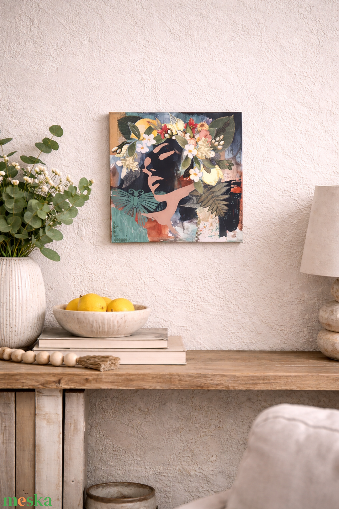 Amikor a gondolat kivirágzik - Falikép, kollázs 30x30 cm - otthon & életmód - dekoráció - kép & falikép - vászonkép - Meska.hu