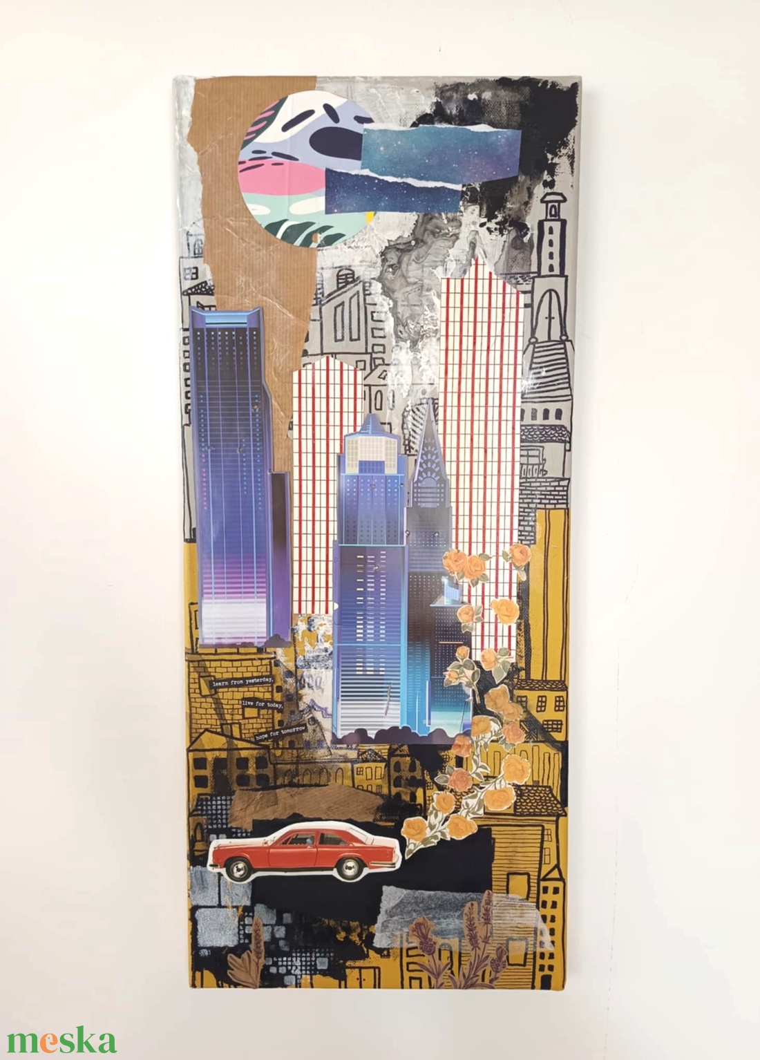 Urbán illúzió - Falikép, kollázs 25x58 cm - otthon & életmód - dekoráció - kép & falikép - vászonkép - Meska.hu