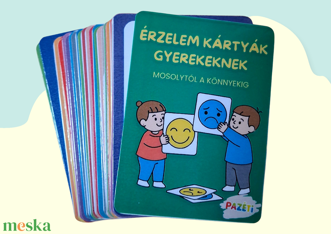 Érzelem kártyák gyerekeknek-  Fejlesztő kártyajáték az érzelmi intelligencia növelésére - játék & sport - készségfejlesztő és logikai játék - oktató játékok - Meska.hu