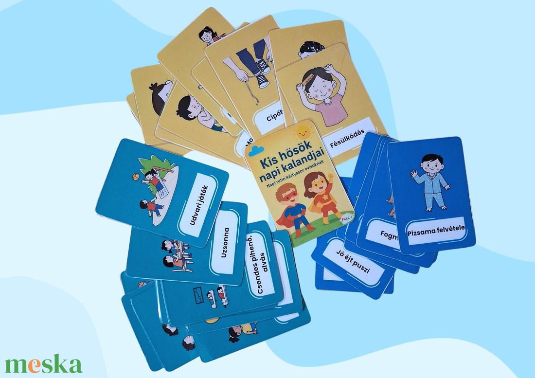 Kis hősök napi kalandjai  Fejlesztő napi rutin kártyasor ovisoknak - játék & sport - készségfejlesztő és logikai játék - oktató játékok - Meska.hu