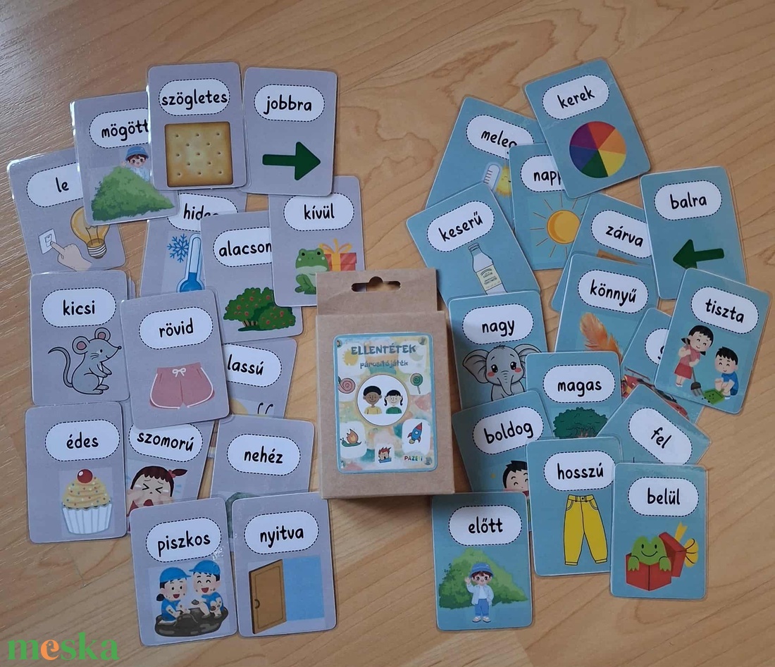 Ellentétek  Fejlesztő párosító játék 3-7 éveseknek - játék & sport - készségfejlesztő és logikai játék - oktató játékok - Meska.hu