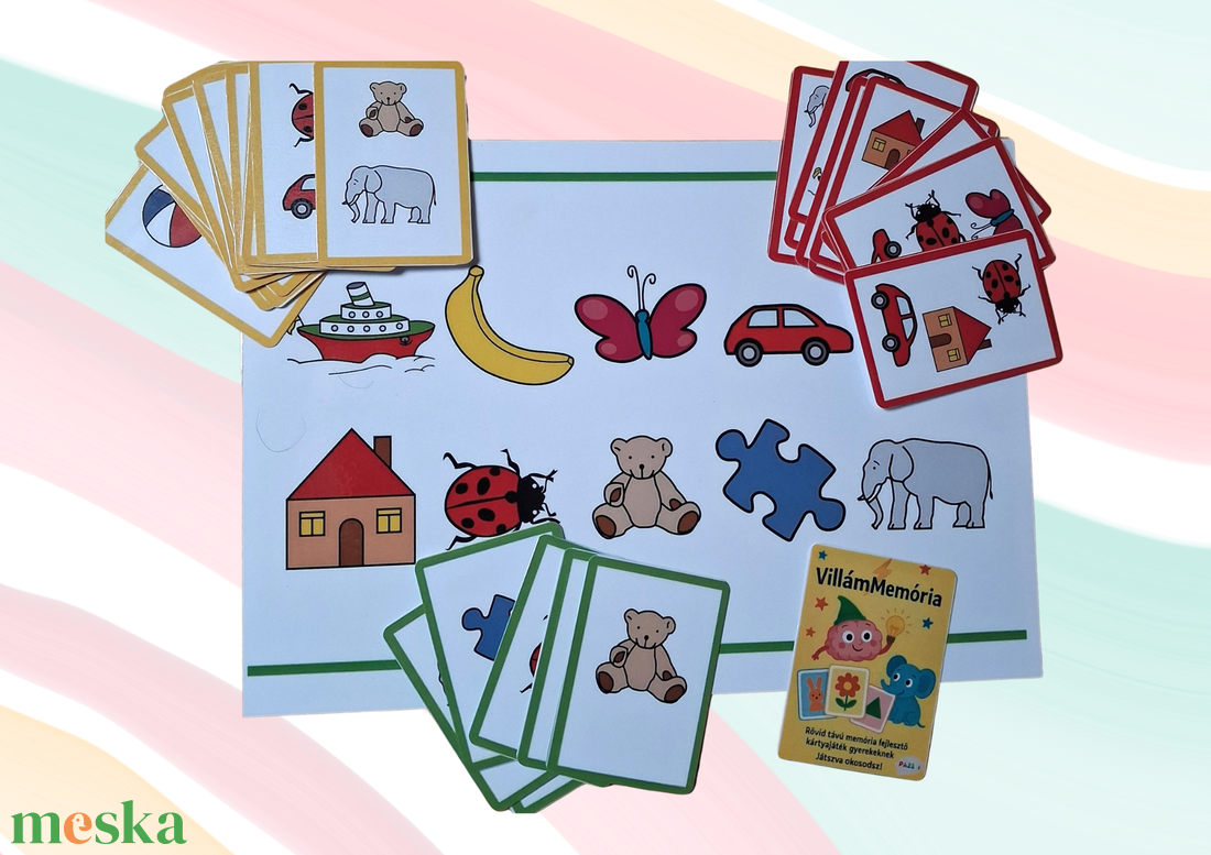 Villámmemória   Figyelmet és emlékezetet fejlesztő kártyajáték ovisoknak - játék & sport - készségfejlesztő és logikai játék - memória játékok - Meska.hu