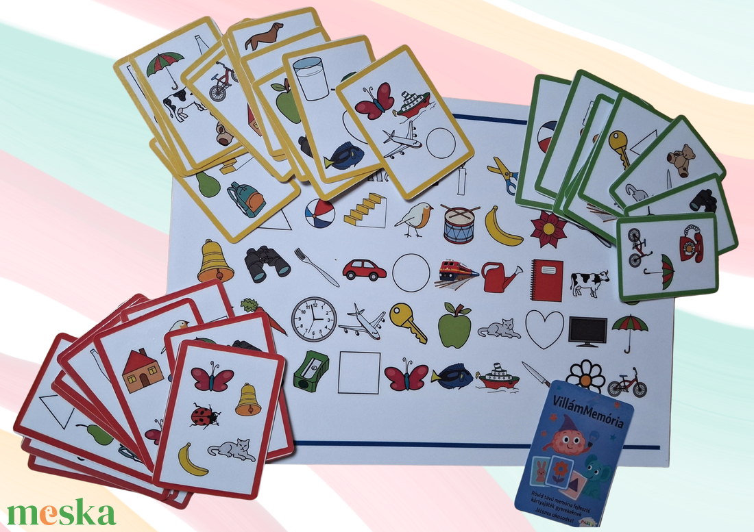 Villámmemória - Figyelmet és emlékezetet fejlesztő kártyajáték ovisoknak - játék & sport - készségfejlesztő és logikai játék - memória játékok - Meska.hu