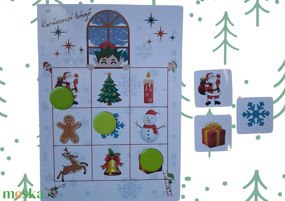 Karácsonyi bingó  Fejlesztő közös társasjáték gyerekeknek - játék & sport - táblajáték és kártyajáték - bingó - Meska.hu