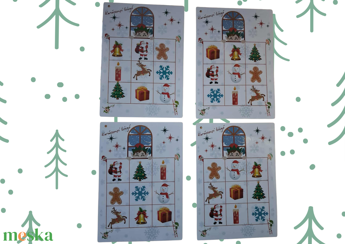 Karácsonyi bingó  Fejlesztő közös társasjáték gyerekeknek - játék & sport - táblajáték és kártyajáték - bingó - Meska.hu
