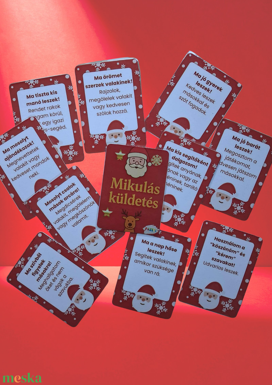 Mikulás küldetés  Érzelmi és szociális készségeket fejlesztő kártyajáték - karácsony - mikulás - mikulás ajándékok - Meska.hu