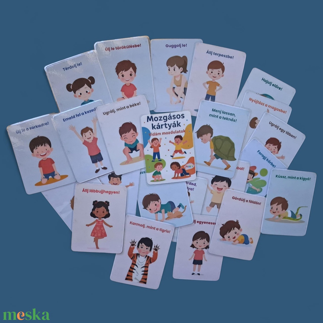 Mozgásos kártyák  Fejlesztő, vidám mozdulatok gyerekeknek - játék & sport - készségfejlesztő és logikai játék - oktató játékok - Meska.hu