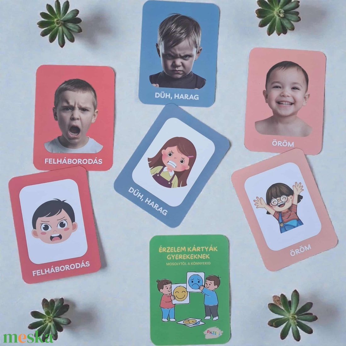 Érzelem kártyák gyerekeknek- � Fejlesztő kártyajáték az érzelmi intelligencia növelésére - játék & sport - készségfejlesztő és logikai játék - oktató játékok - Meska.hu
