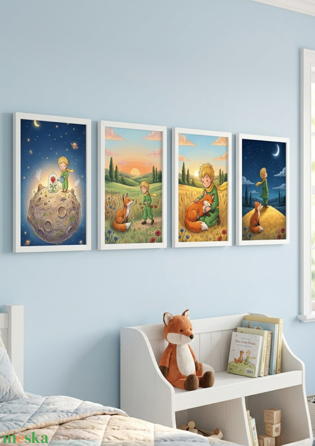 A kis herceg � 4 darabos falikép sorozat, mesés illusztráció - baba - mama - babaszoba dekoráció - babaposzter - Meska.hu
