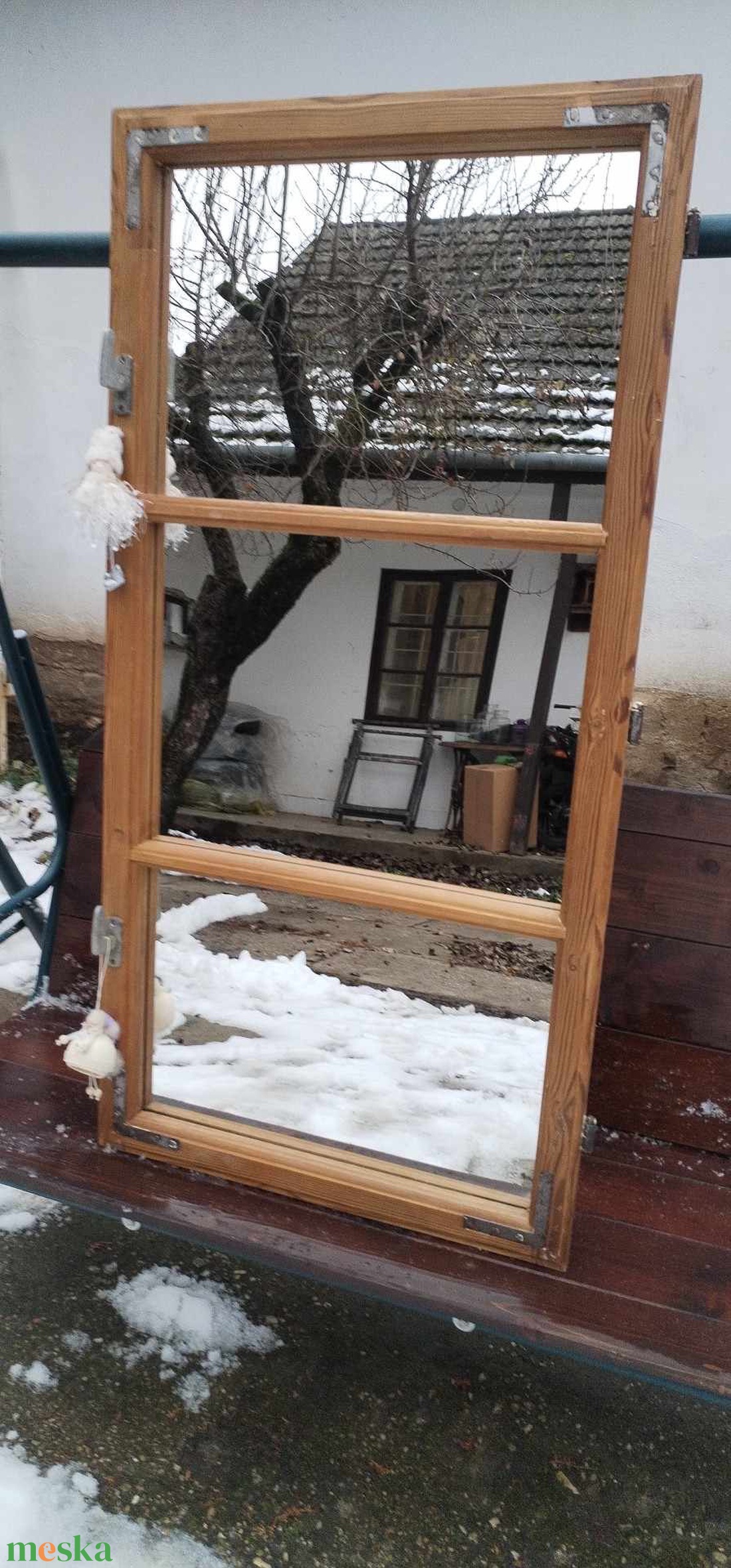 Tükör régi ablakkeretből 122 x 61 cm - otthon & lakás - dekoráció - tükör - Meska.hu